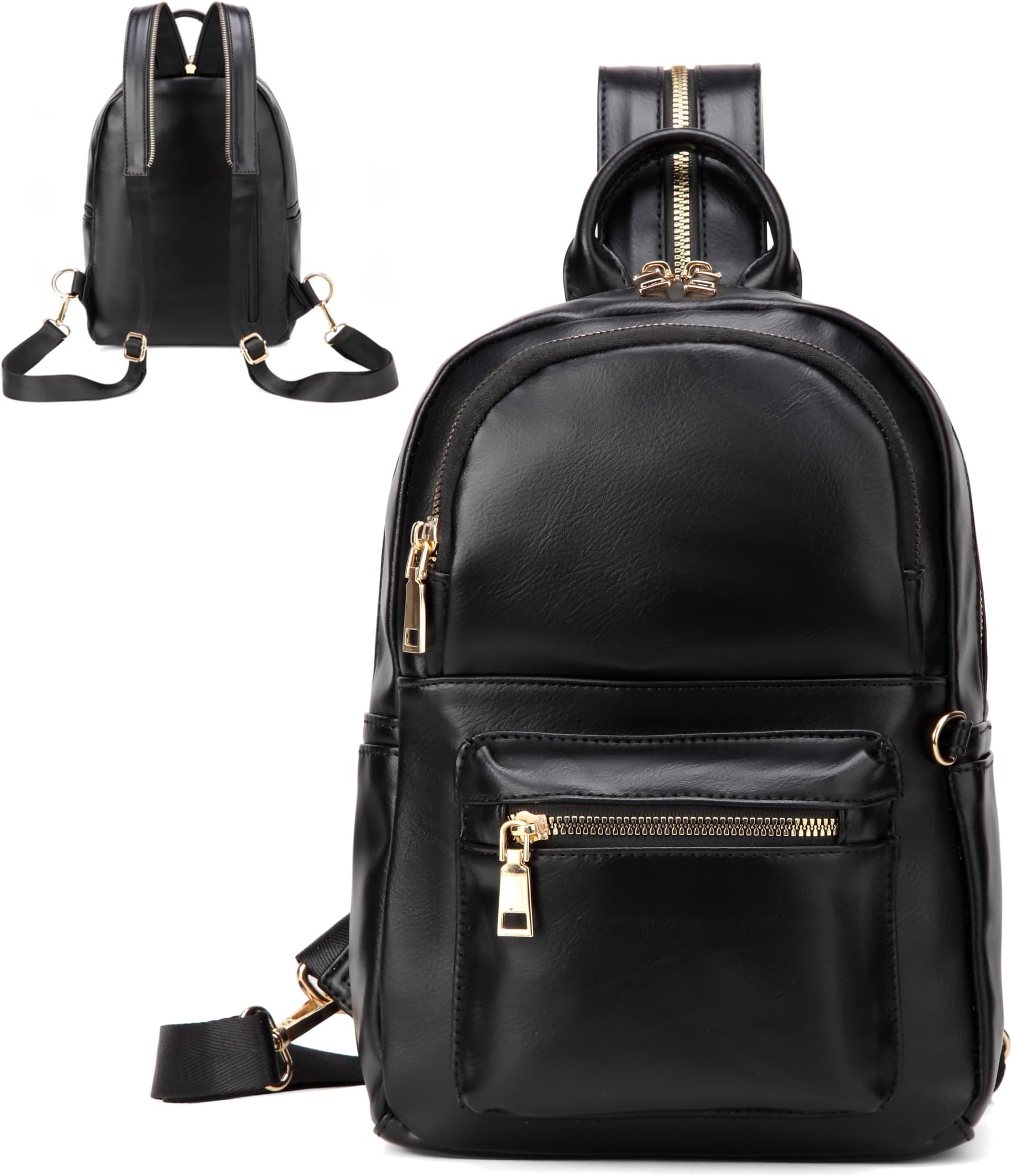 Sunwel FashionSunwel Fashion Women Small Sling Bag Convertible Strap Mini Backpack Purse Vegan Leather Crossbody Bag