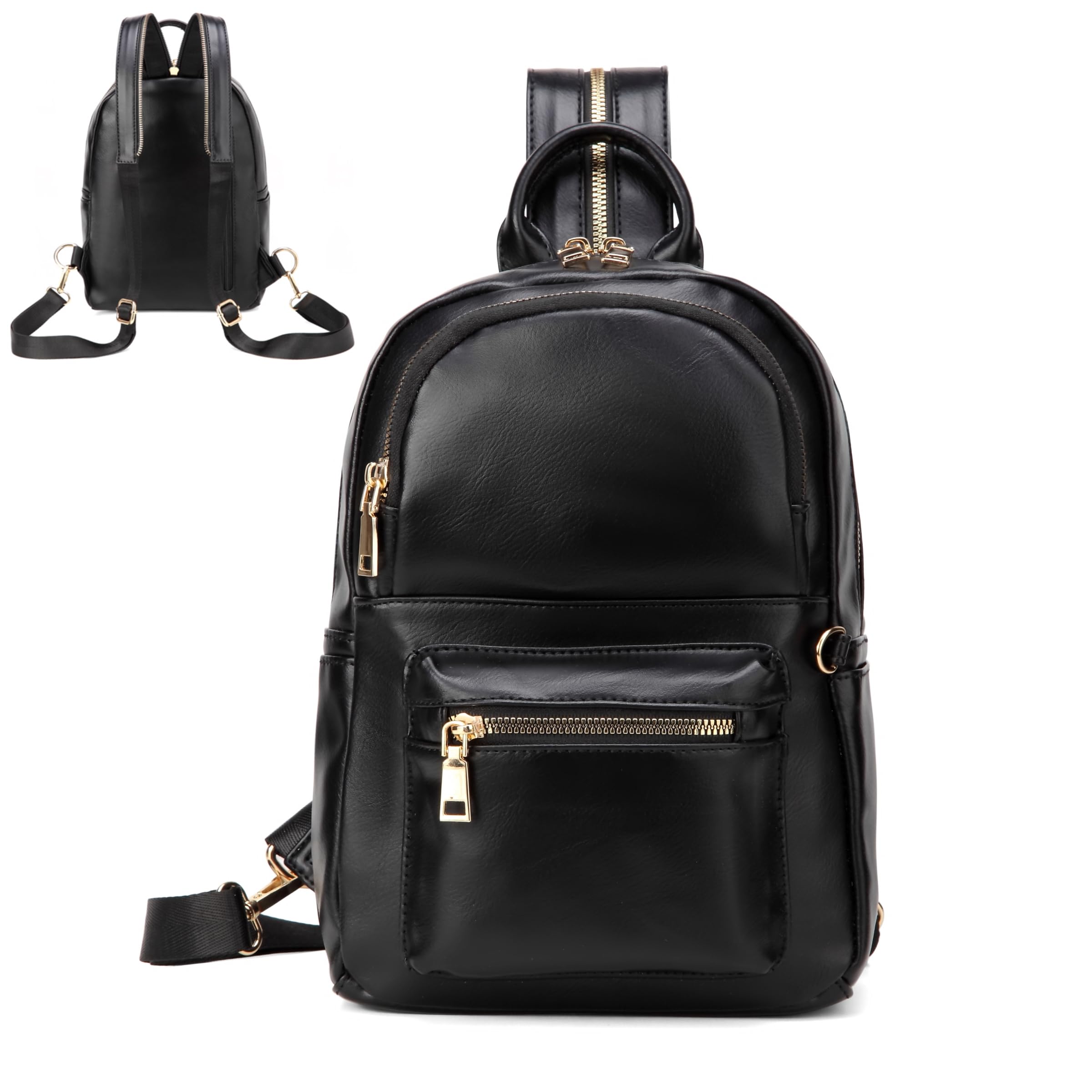 Sunwel FashionSunwel Fashion Women Small Sling Bag Convertible Strap Mini Backpack Purse Vegan Leather Crossbody Bag