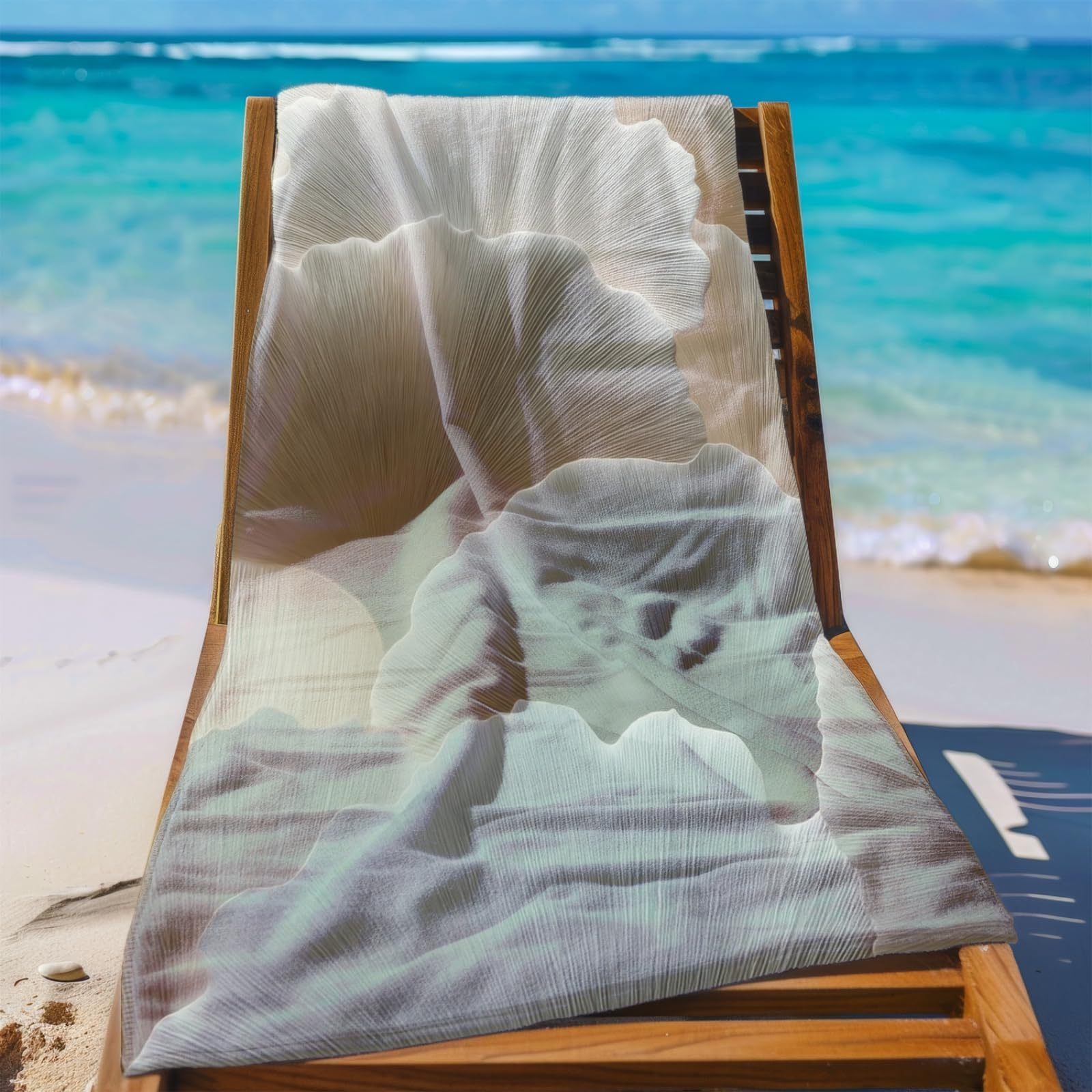 Générique Serviette de Plage 90X180 Modèle Blanc Marron Clair