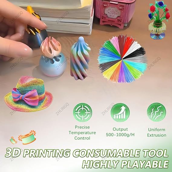 3D Printing Filament Making Machine, Desktop 3D Printer Extruder Filament Maker, Temperature(Up to 300℃/572℉) and Speed(500g-1000g/h), for Families, DIY Makers, Small Studios, PET Bottle Recycler D