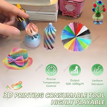 3D Printing Filament Making Machine, Desktop 3D Printer Extruder Filament Maker, Temperature(Up to 300℃/572℉) and Speed(500g-1000g/h), for Families, DIY Makers, Small Studios, PET Bottle Recycler D