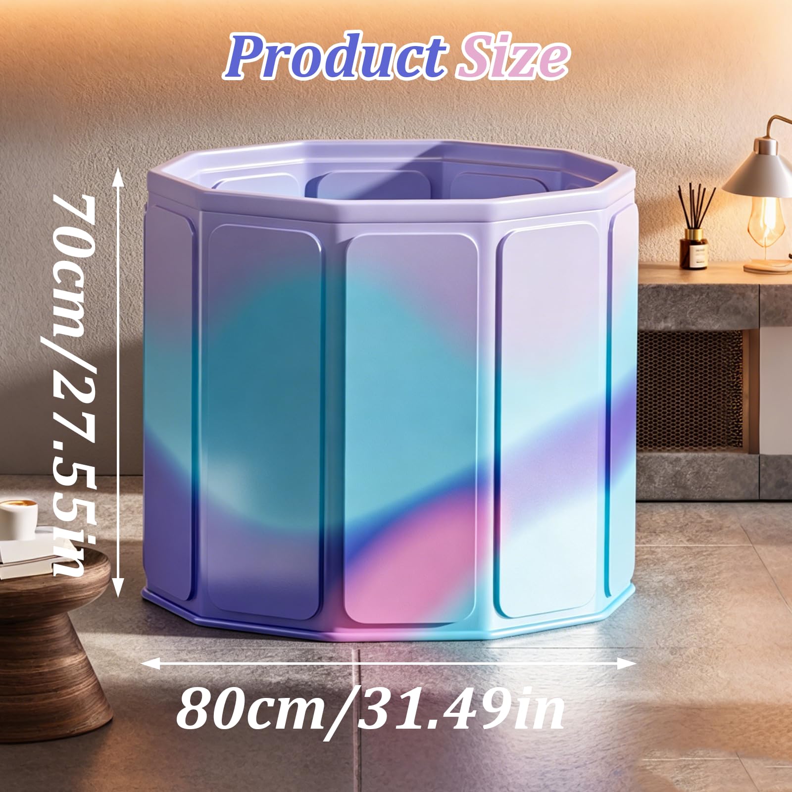 Vasca da bagno pieghevole per esterni, per bagno caldo, bagno ghiacciato, 80 x 70 cm | Vasca da bagno per esterni, portatile, pieghevole, antiscivolo, per doccia, spa, sauna