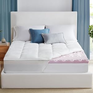 Full Size Memory Foam Mattress Topper - 4 Inch Dual Layer With Gel Cooling & Pillow Top For Back Pain Relief