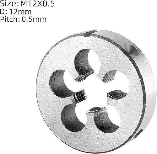 Vista 3 de Burkit M12 X 0.5 Juego de machos y troqueles, M12 x 0.5 Macho de rosca de máquina y troquel redondo a la derecha