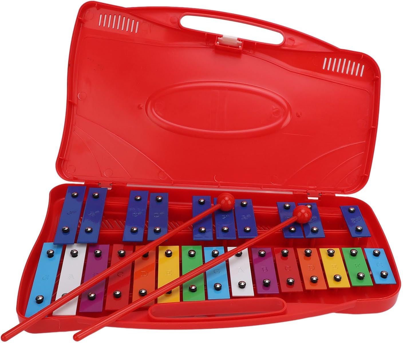 Kids Glockenspiel Xylophone, 25 Rainbow Notes Colorful Metal Keys Xylophone for Kids