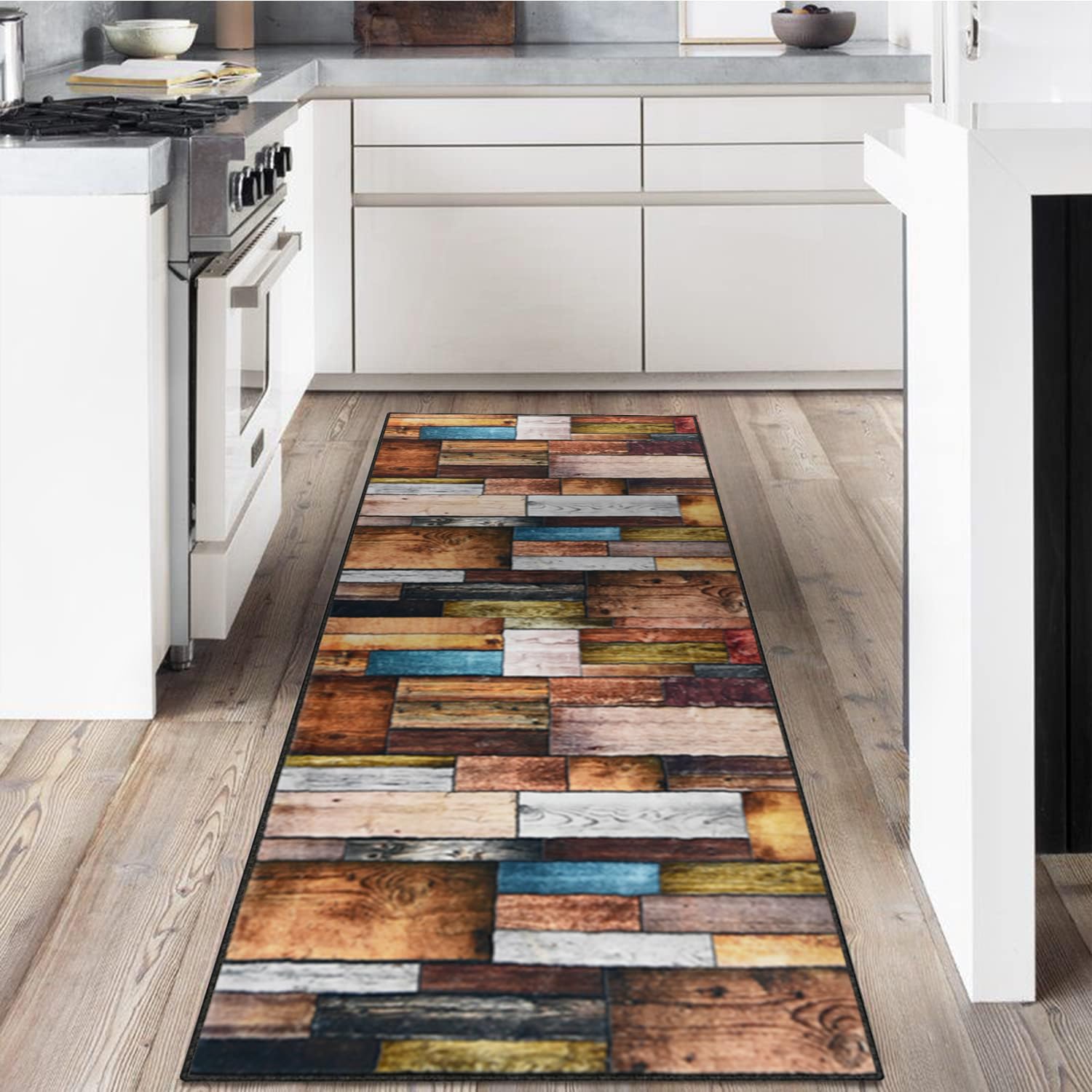 Tappeto da corridoio 60x250cm, tappeto a pelo corto lavabile con retro antiscivolo in gomma. Tappeto di alta qualità per ingresso, lavanderia e corridoio residenziale