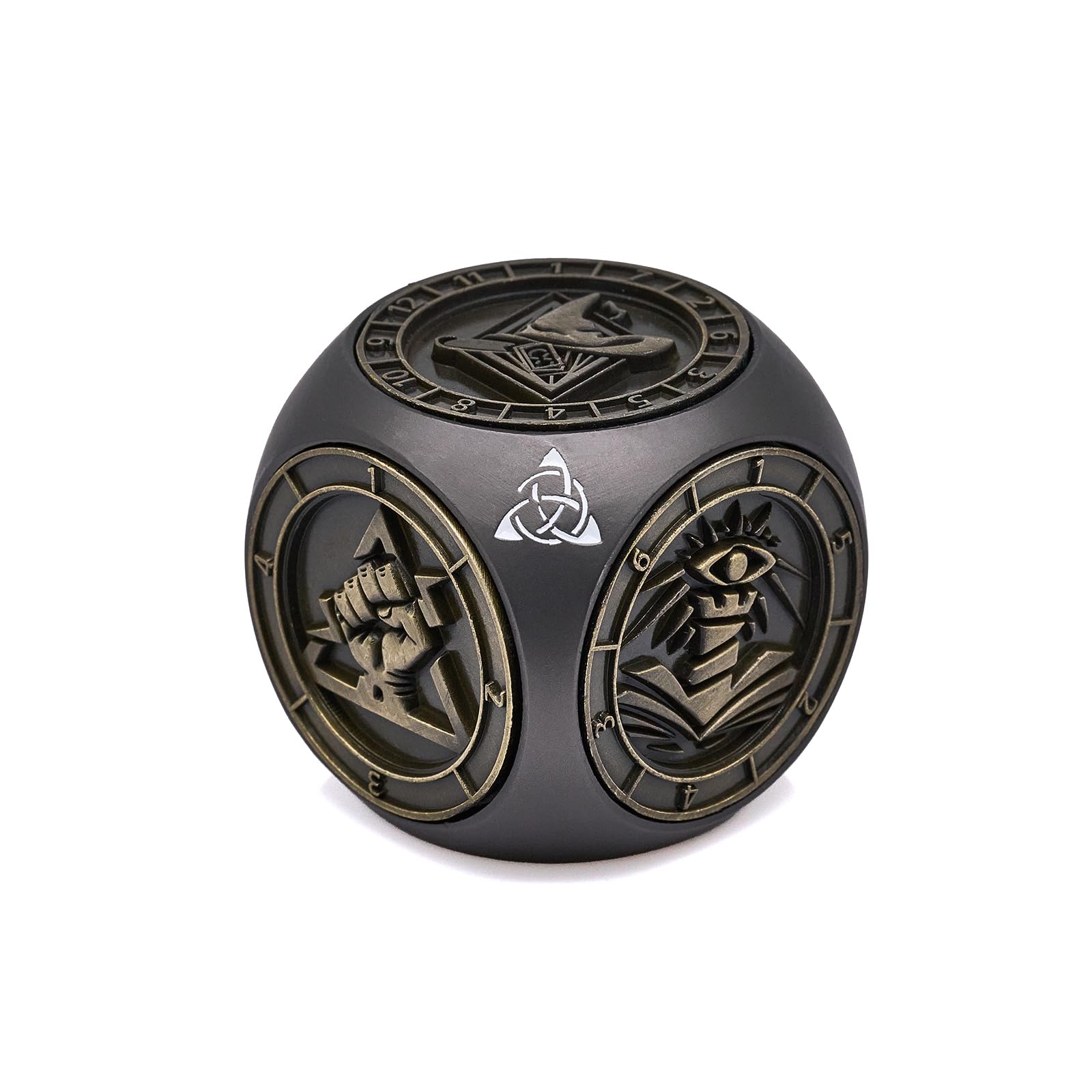 Dé Rotatif DND 7 en 1 en Métal, Dé 6 Faces pour Jeu de Rôle Donjon et Dragon, D4 D6 D8 D10 D12 D20 D00, Dé Spinner RPG avec Coffret Cadeau (Noir Bronze Mat)