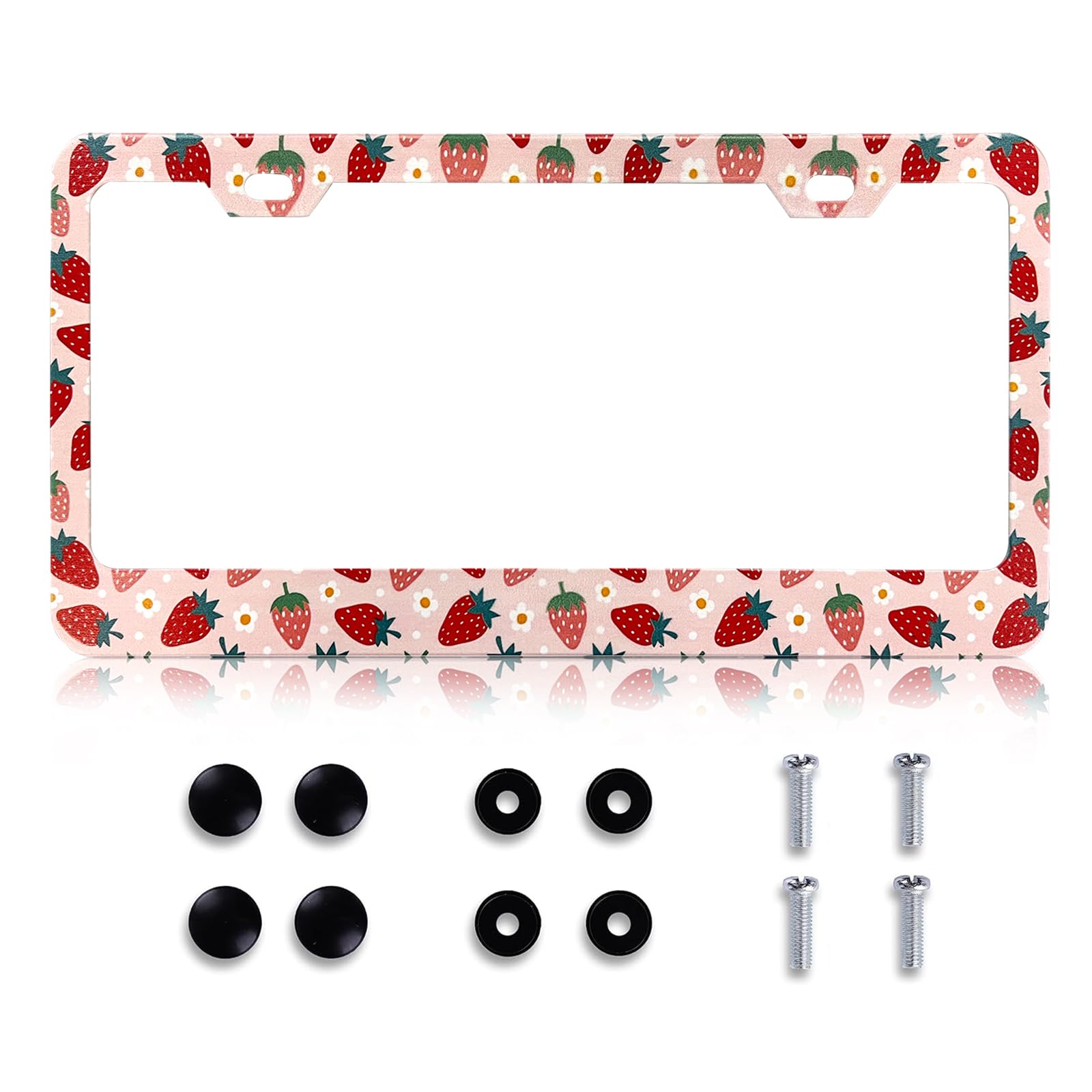 HCSS Red Black White Stripes License Plate Frames – Rust-Proof Aluminum, Fits US Plates