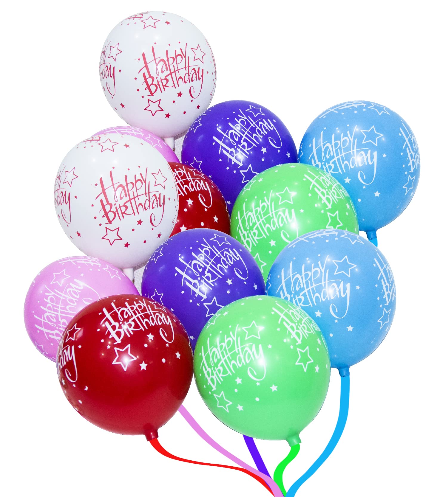 Rosy.Moment Happy Birthday 12 Pieces Decorations Balloons 12 Inch Latex Birthday Balloons, Printed Happy Birthday-Party Balloons for Men Boys Girls Birthday Decoration-Color Assorted