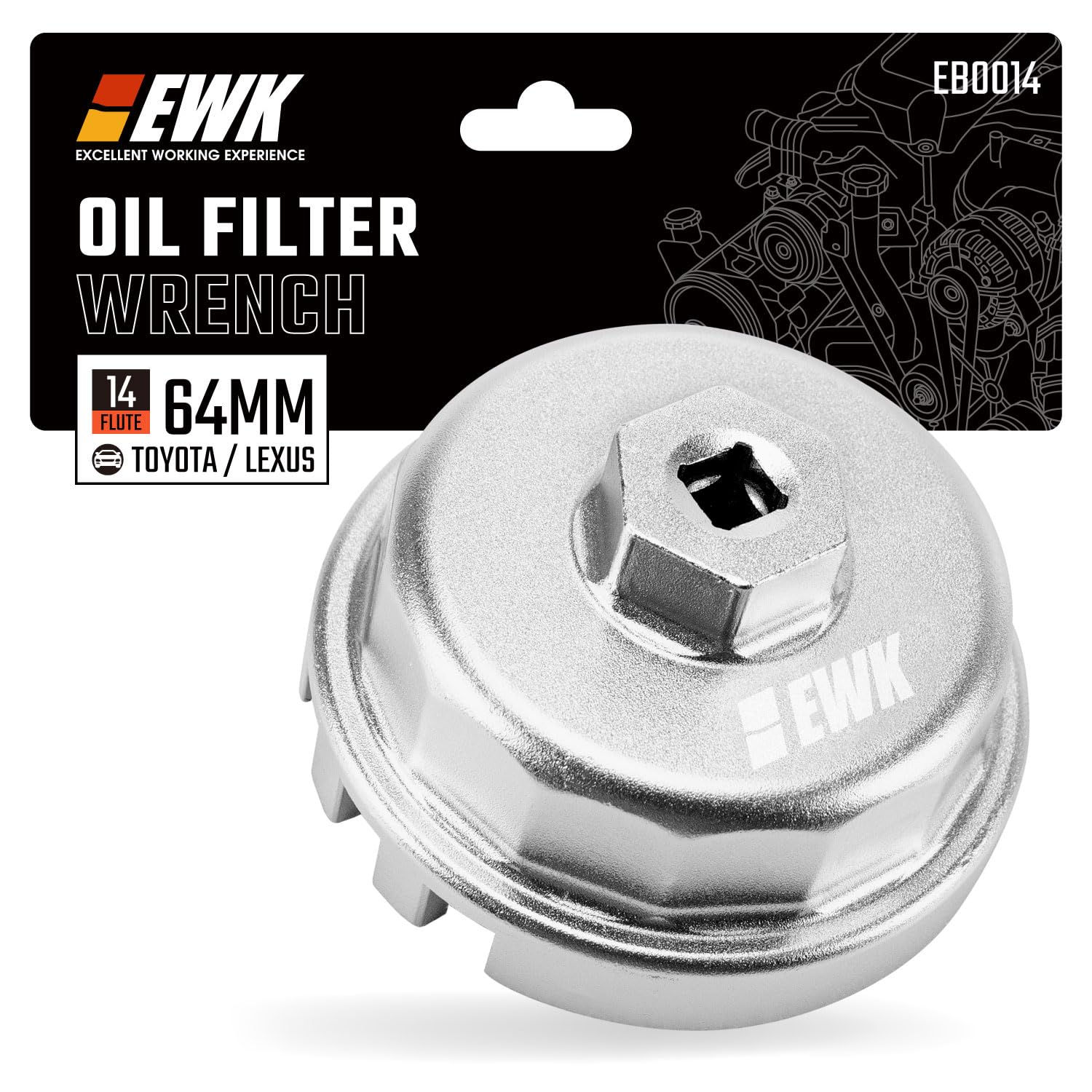Amazon.com: EWK 64mm 14 Flute Oil Filter Wrench with 4-Slot Grip