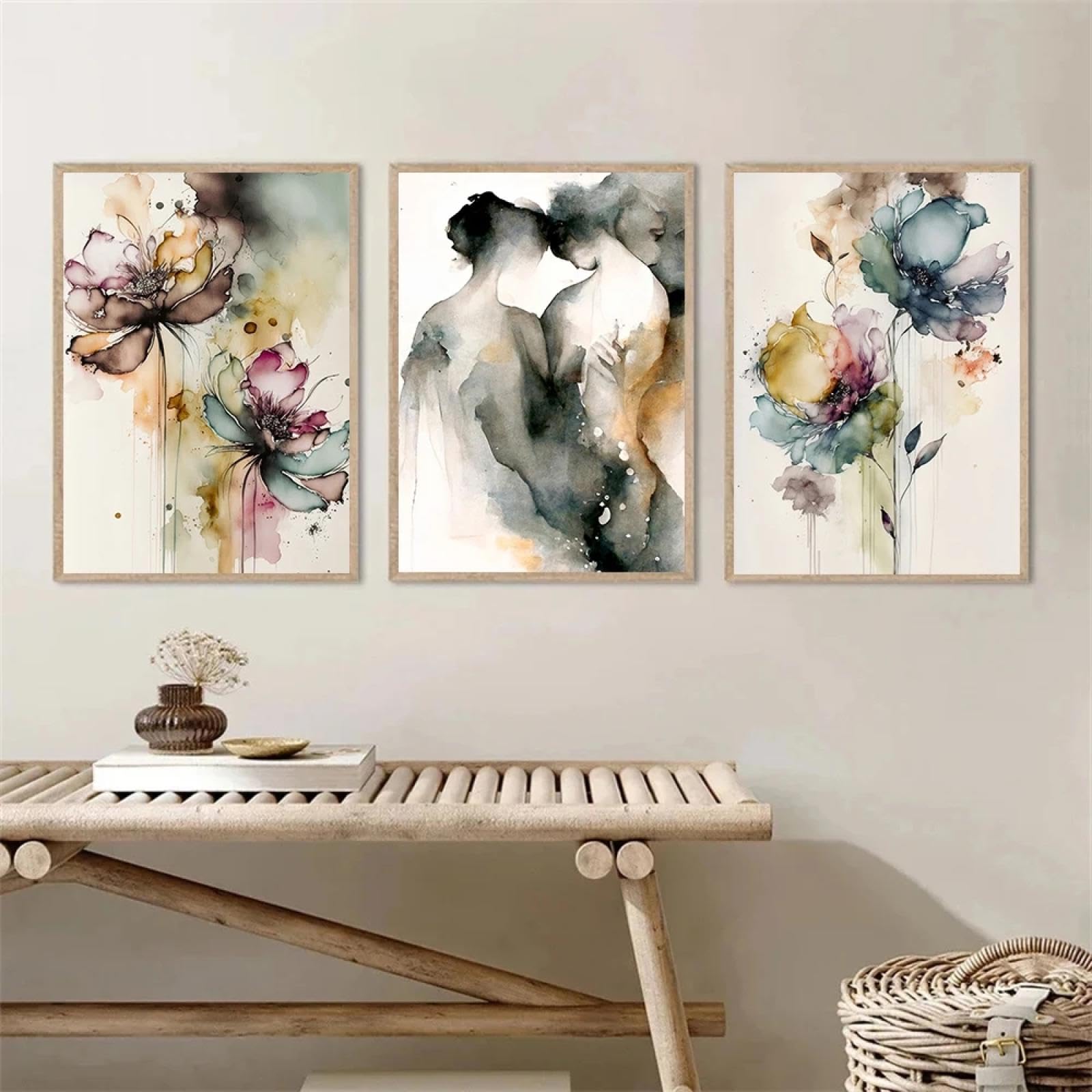 LMAIWANG Abstrakcyjna prosta muzyka odtwarzacz płyt winylowych plakat sztuka ścienna bez ramy obraz dom kawiarnia restauracja dekoracja 20 x 30 cm x 3 ramki