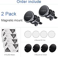 Vista 8 de Paquete de 2 soporte magnético para teléfono para ventilación de automóvil, clip mejorado soporte magnético para teléfono de automóvil, imán fuerte