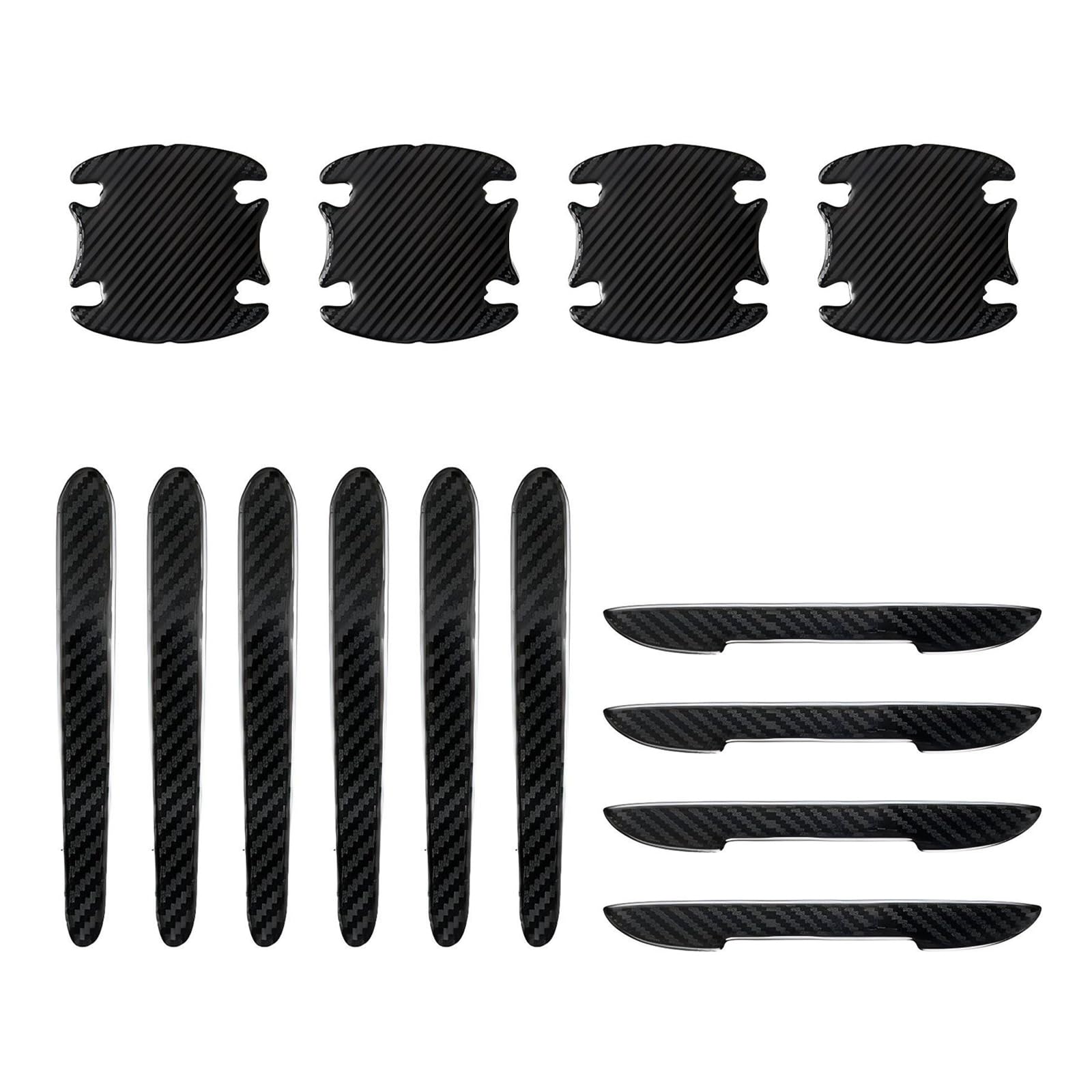 Tesnaao 14 PCS Car Anti-Collision Strip, Car Door + Handle + Door Bowl + Rearview Mirror Anti-Collision Sticker, Vehicle Exterior Protection Decal, Universal for Most Cars Trucks SUVs (Black)