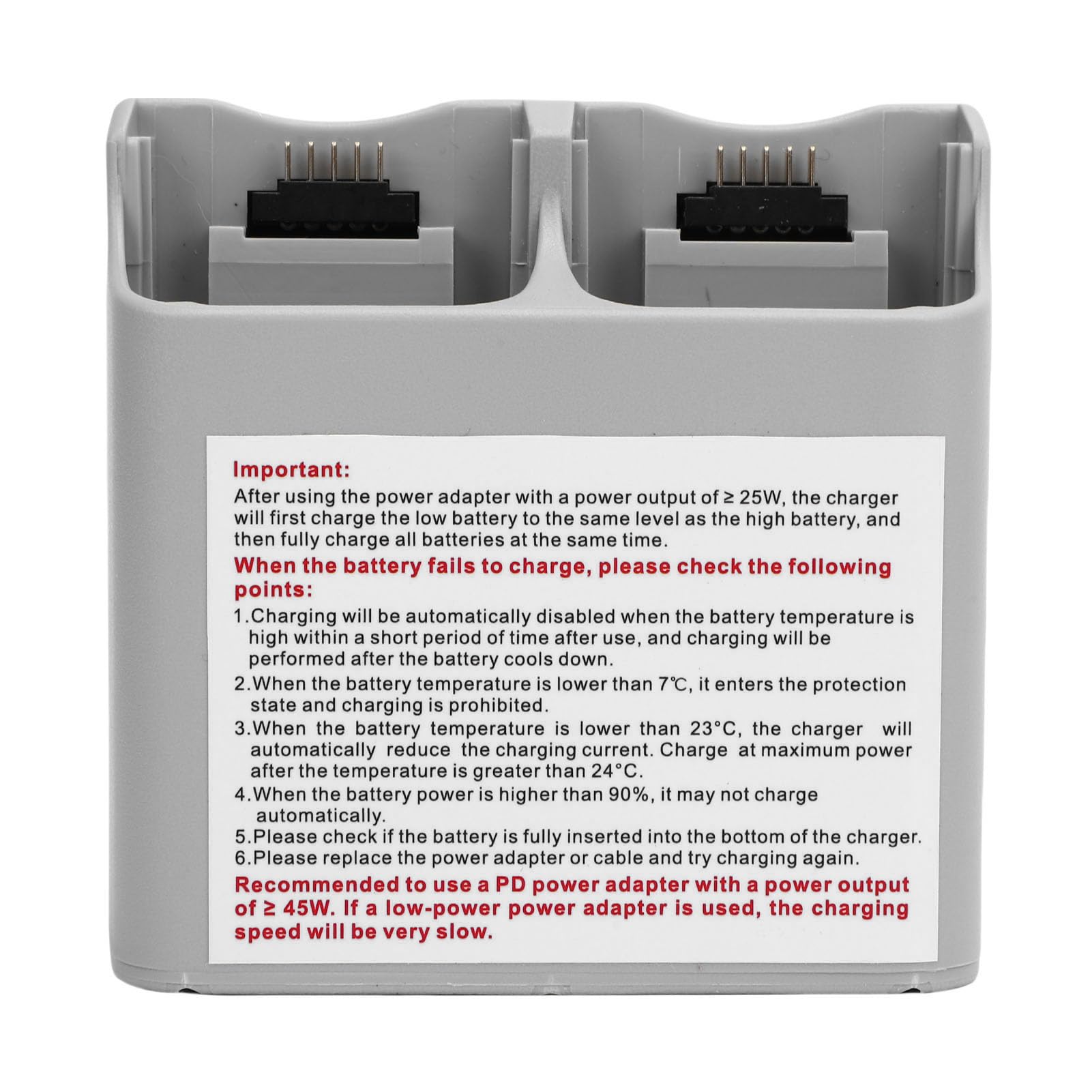 Cuifati Hub di Ricarica Bidirezionale per Batteria Drone NEO, Stazione di Ricarica Rapida PD45W per 2 Batterie Contemporaneamente 0-100% in 38 Minuti, Display Indicatore LED, Design Portatile