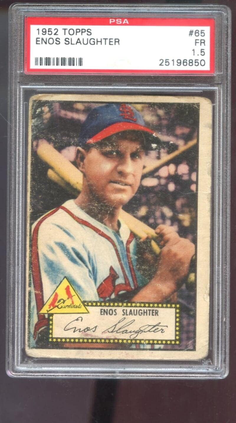 1952 Topps #65 Enos Slaughter PSA 1.5 Graded Baseball Card Cardinals Red Back