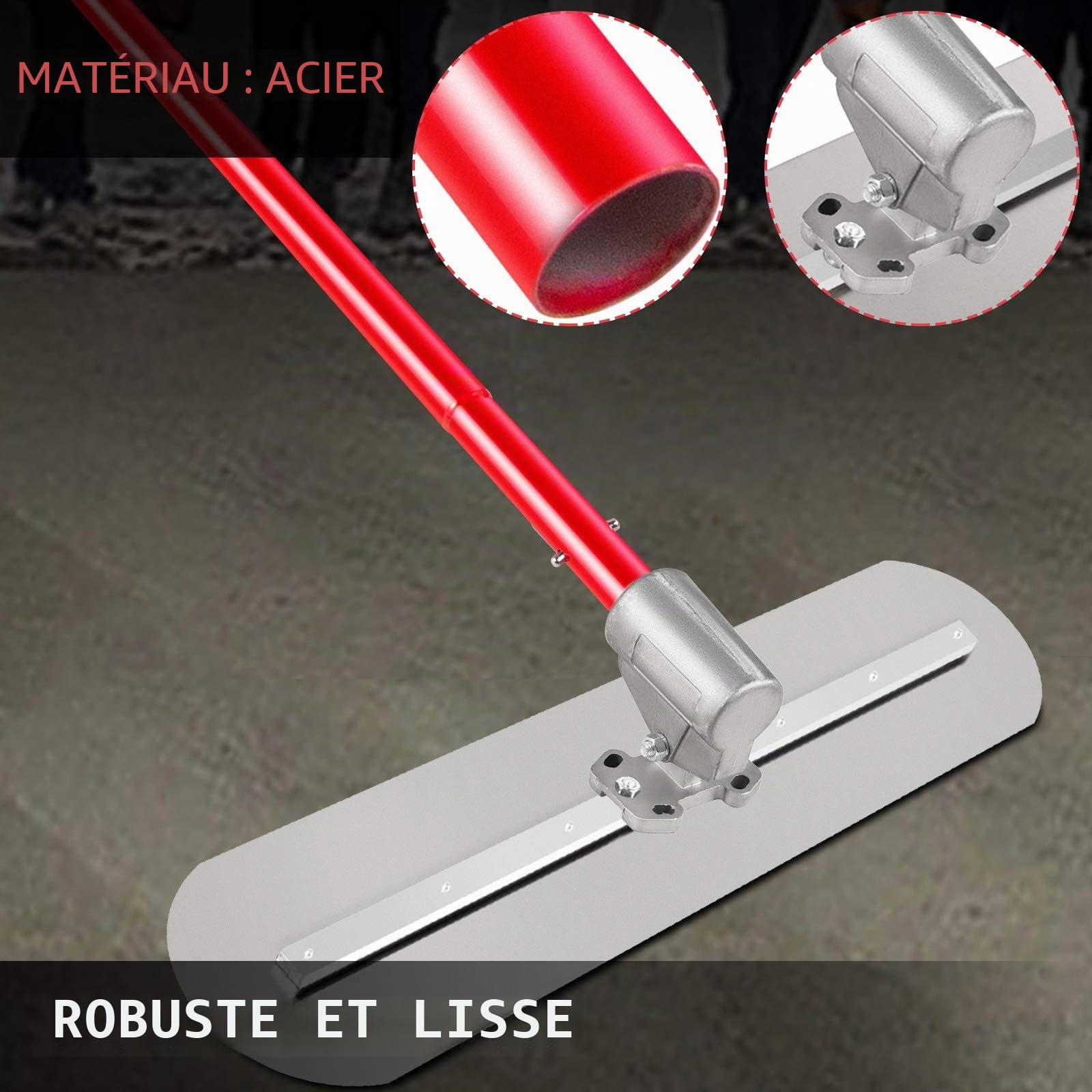 VEVOR Bull Flotteur en Acier Manganèse 900 x 200 mm, Truelle de Maçon, Grande Taloche, Outil de Finition Béton