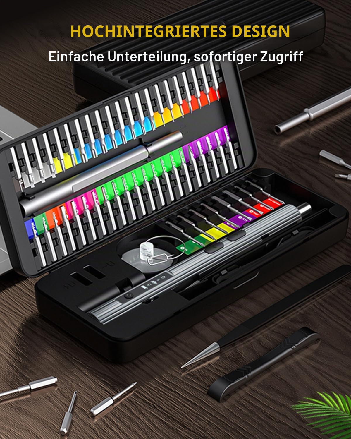 Mini Elektrisch Schraubendreher Set, 58 In 1 Feinmechaniker Werkzeug Set 200rpm mit 50 S2 Magnetischer Spitze/Motorschutz/3 Gänge Akku Schraubendreher, für Phone/Laptops/Watch/Camera