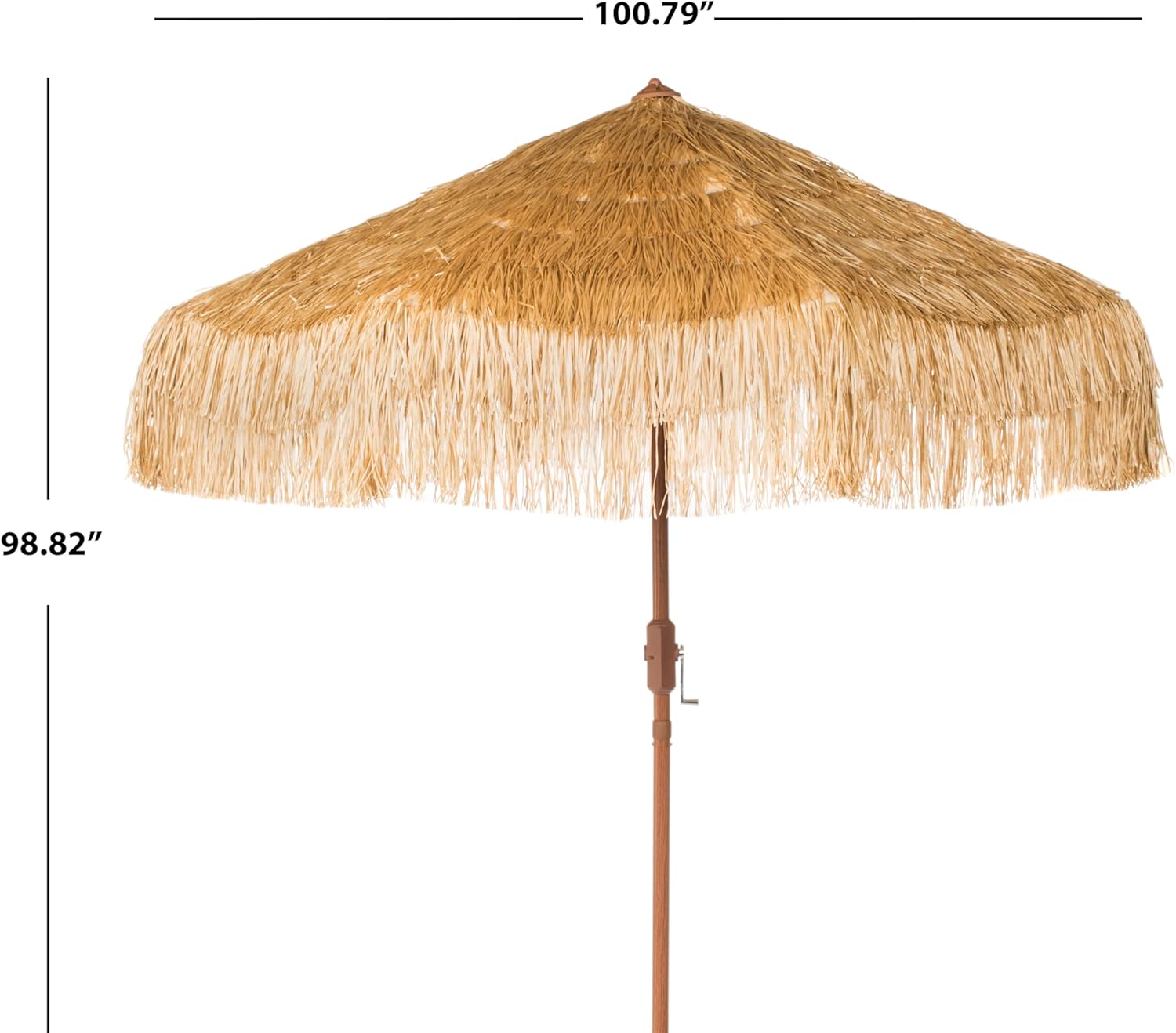 SAFAVIEH 9ft Outdoor Patio Umbrella, Tiki Collection, Tan, Crank, UV Resistant for Deck, Backyard, Pool (PAT8012A)