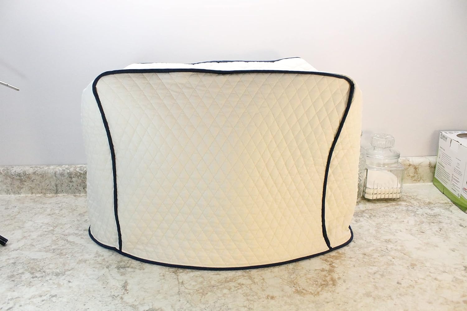 Meat Slicer Cover, Food Slicer Cover, Large Food Slicer Cover, CUSTOM FIT (navy blue w/white trim)