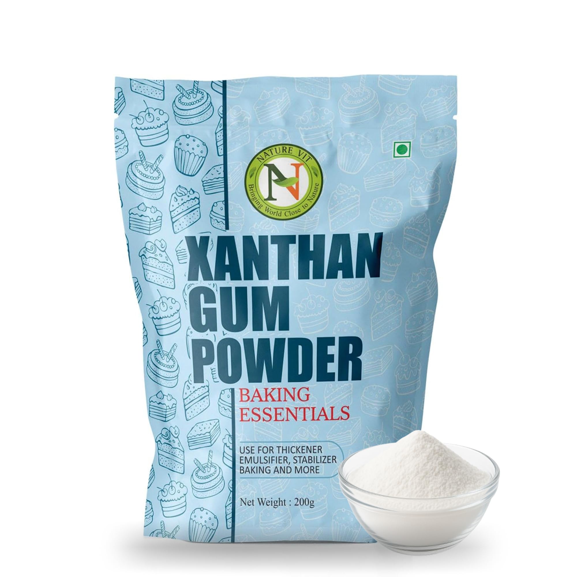NatureVit Xanthan Gum Powder, 200g | Food-Grade Stabilizer & Thickener | Ideal for Gluten-Free Baking, Sauces & Dressings