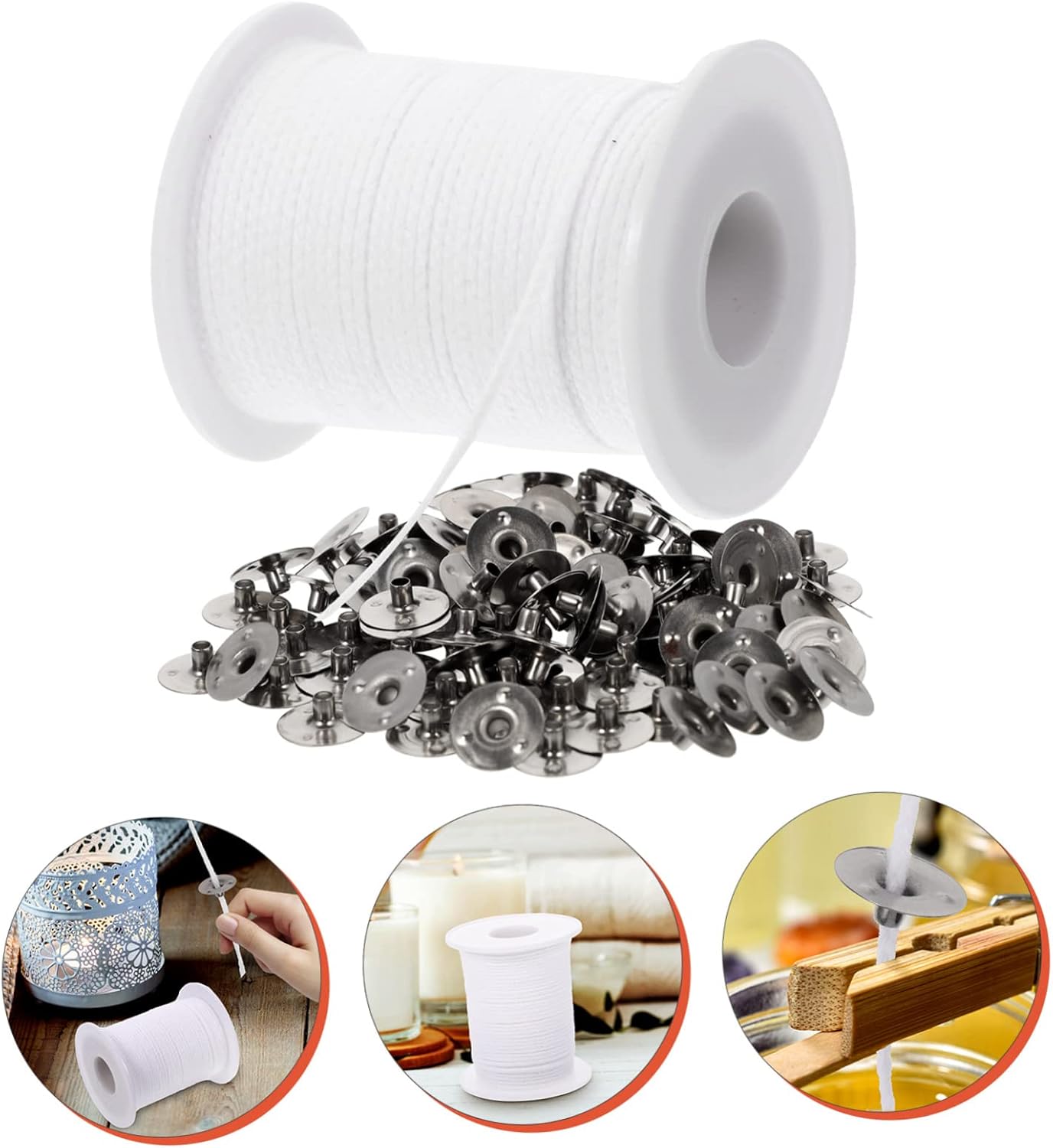 ARTIBETTER 3sets Cotton Candle Wicks Bases for Candle Making for Crafting and Home Use