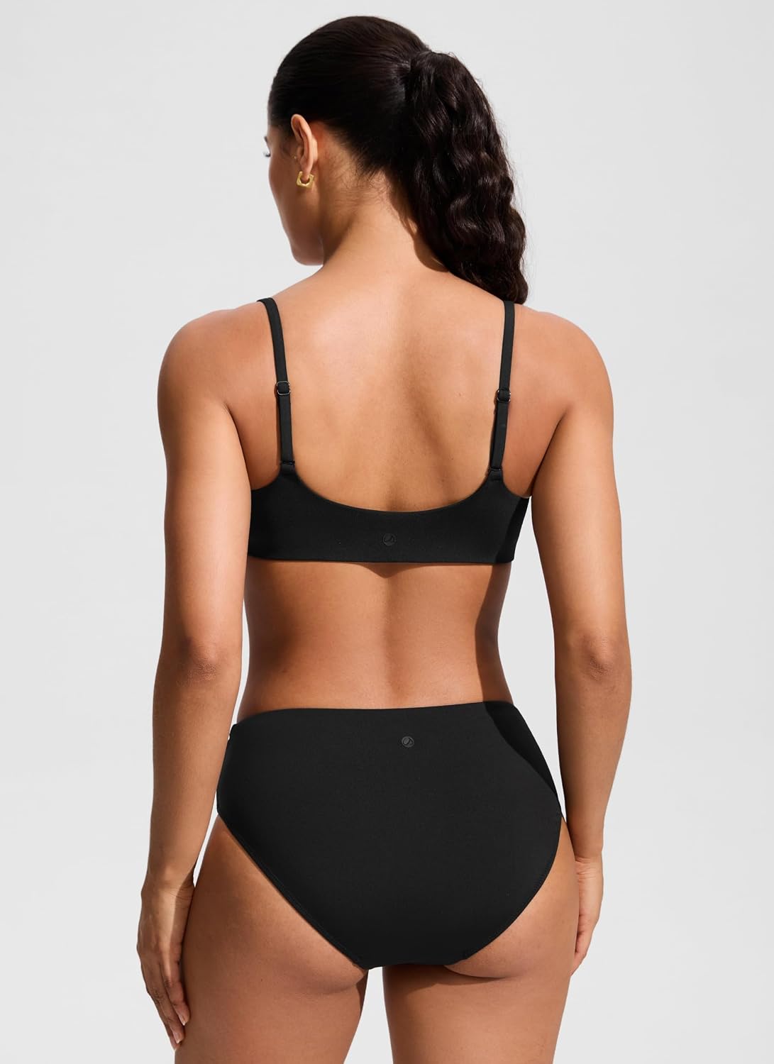 CRZ YOGA A-C Scoop Neck Bikini Tops for Women - Padded Adjustable Bathing Swimsuit Spaghetti Straps Swim Sports Bra