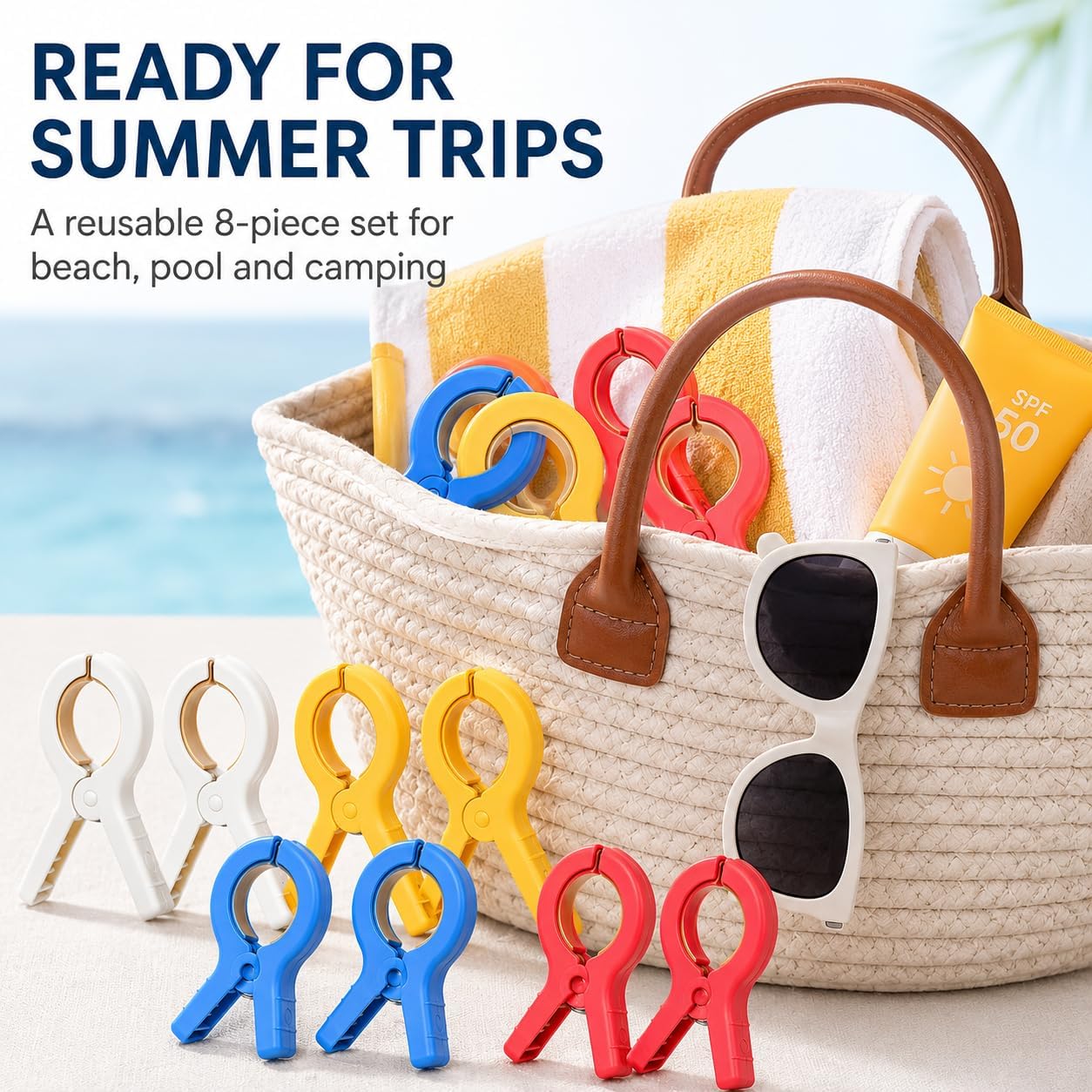 8PCS Beach Towel Clips for Beach Chairs
