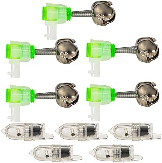 Missmisq Alarma de caña de de Campanas, Campanas de para cañas - Indicador de Alarma de con luz LED - Accesorios de Alerta de Sonido de luz de luz de LED eficiente en Equipo versátil en Fog Darkness