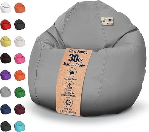 Miniatura 15 de Bean Products Puf grande de vinilo impermeable de grado marino | Relleno con cuentas de poliestireno y espuma CertiPUR | Fabricado en Estados Unidos
