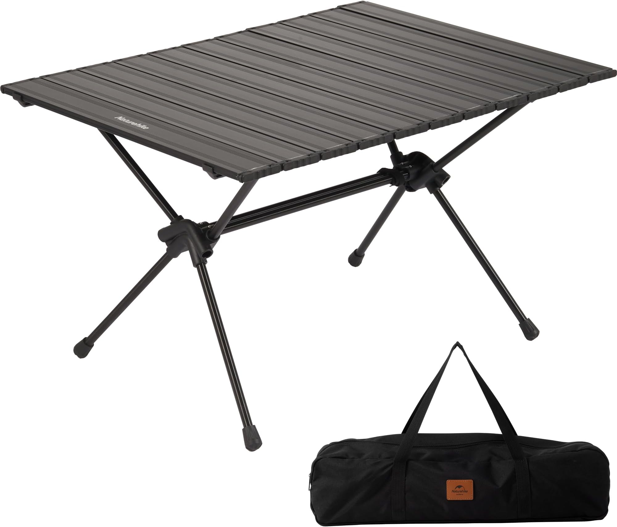 Naturehike FT11 Height Adjustable Camping Table, Ultralight Aluminum Roll Up Table with Carry Bag, Portable Backpacking Camp Table for Hiking Picnic Fishing Beach