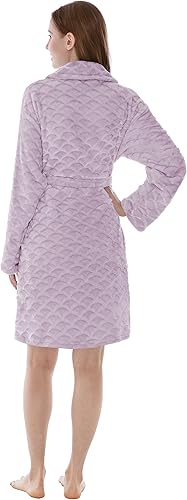 Miniatura 2 de PAVILIA Batas cortas para mujer, bata de baño suave de felpa para mujer, ligera, mullida hasta la rodilla, bata de ducha spa o casa