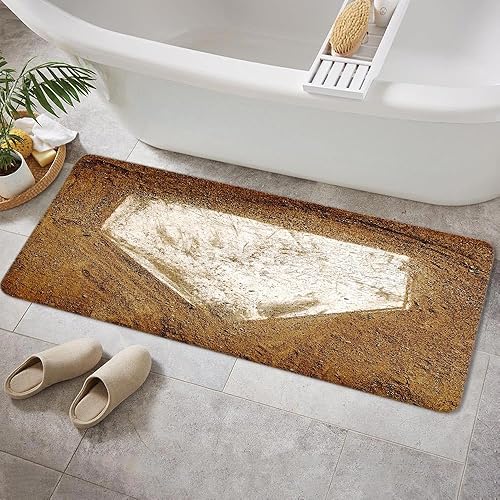 Miniatura 6 de NYMB Alfombra de baño de madera de béisbol en la alfombra, antideslizante, para entrada de piso, exterior, interior, puerta delantera, alfombra