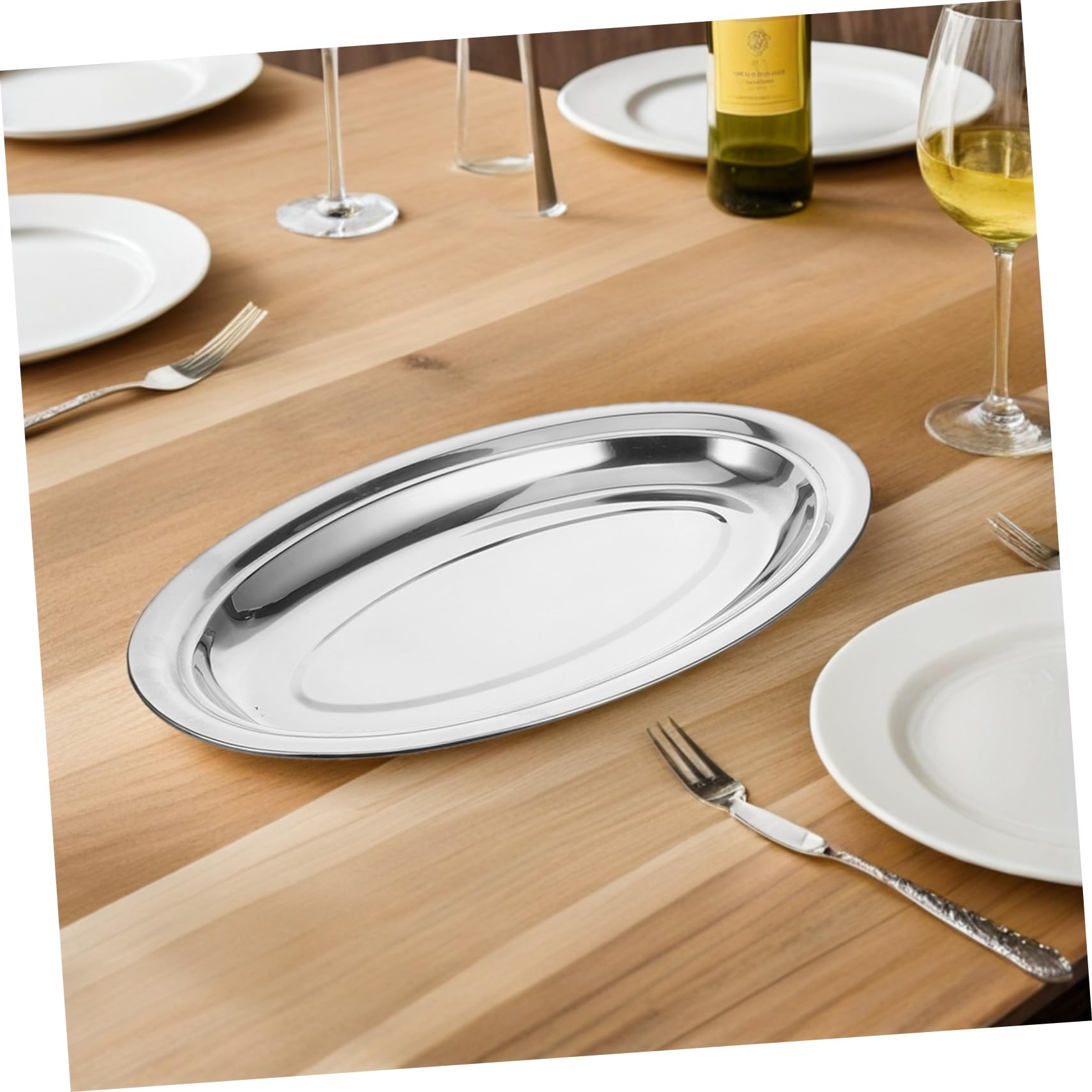 Hohopeti 6pezzi Vassoio in Acciaio Inox per Sushi Pesce Frutti di Mare e Carne Vassoio da Portata in Superficie Luciper Antipasti e Tovaglioli capacità Generosa per Servire Cibo in Modo