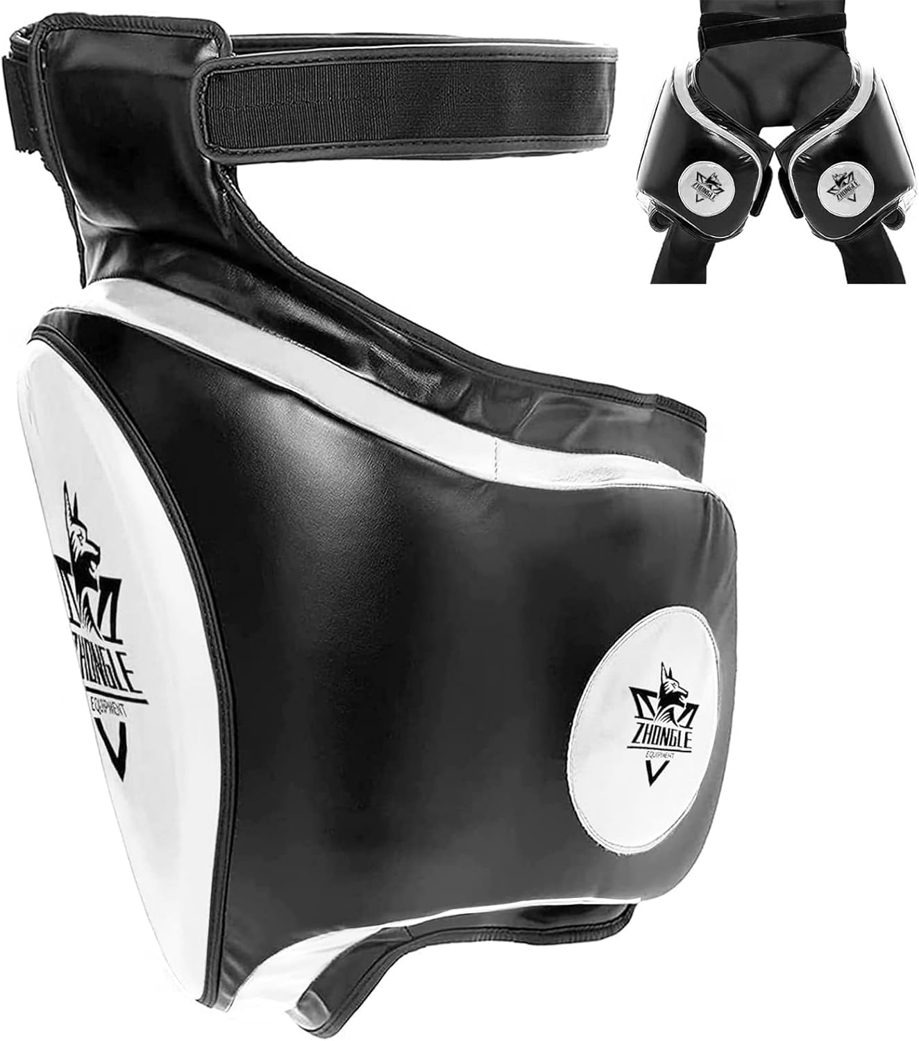 Groin & Thigh Guard Set for Muay Thai/MMA - 10cm Shock Absorption Pads | Adjustable Straps & Multi-Layer Protection (23.6in)