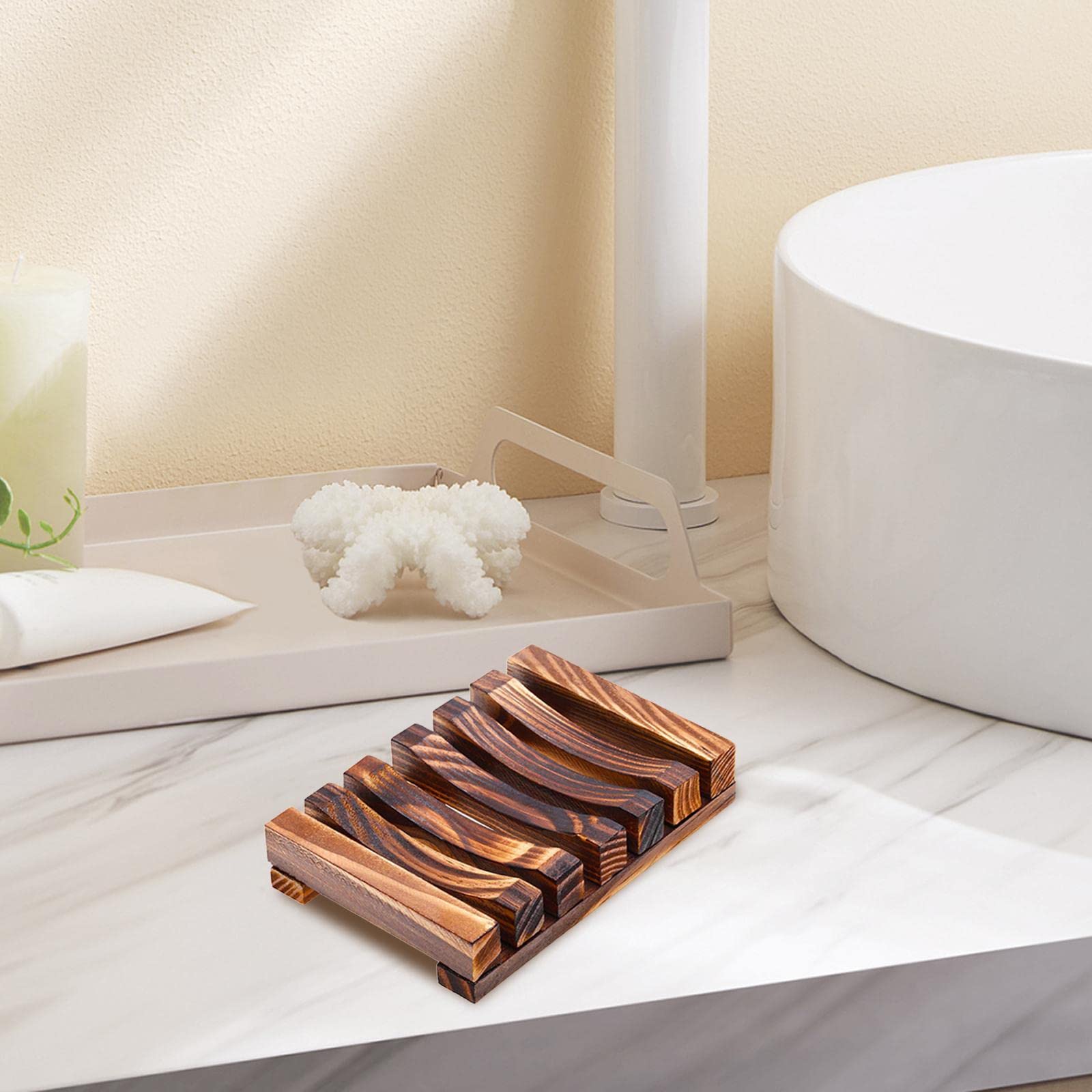 3 Teiliges Seifenschalen Set Aus Holz mit Selbstentleerender Seifenablage Und Praktischem Ablagefach mit Schutzgitter für Dusche, Küche, Spüle, 6 Stück