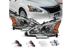 Black-Bezel Halogen Projector Factory Headlight Pair - Altima 2013-2015