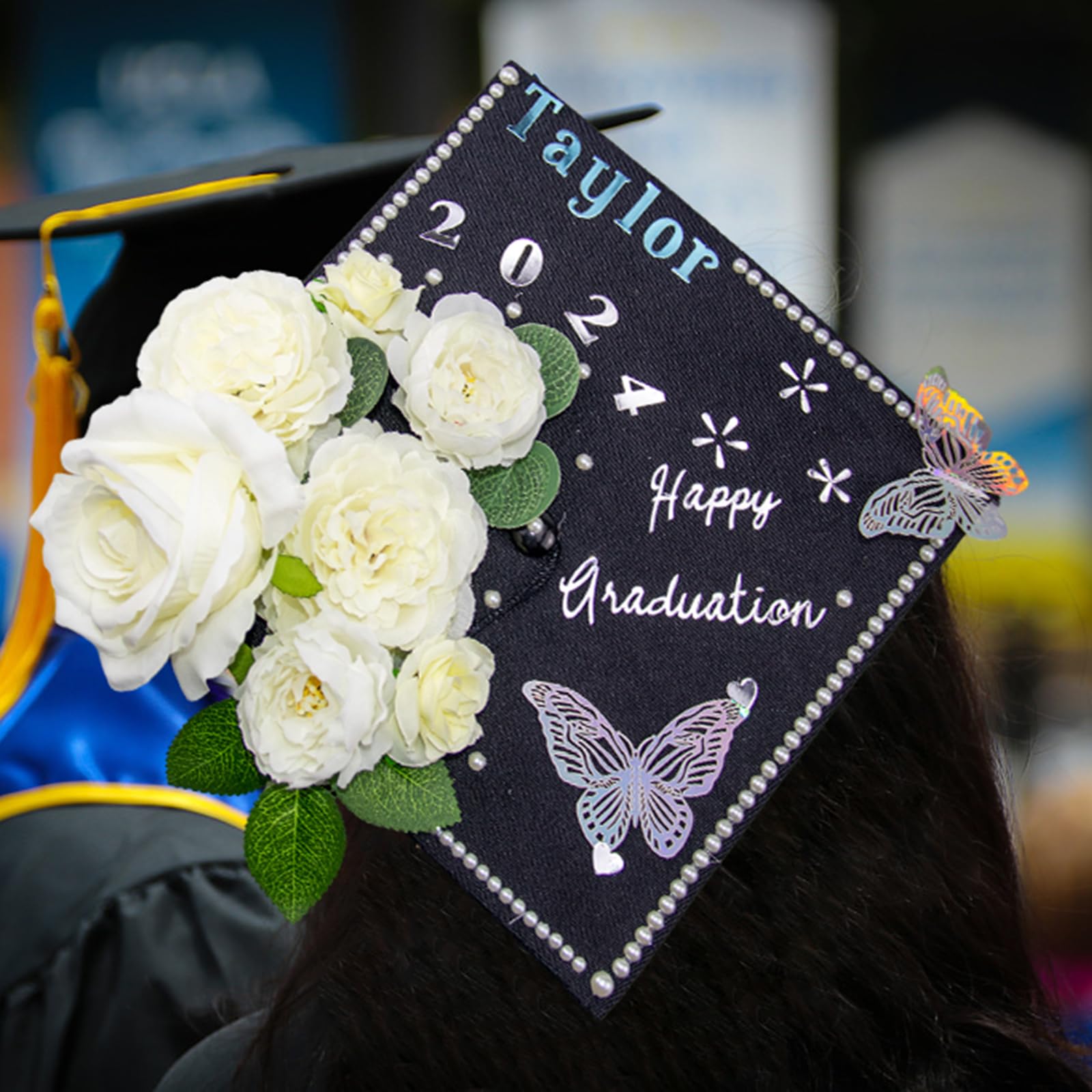 Graduation Cap Hand Lettering And Flowers Graduation Custom Graduation