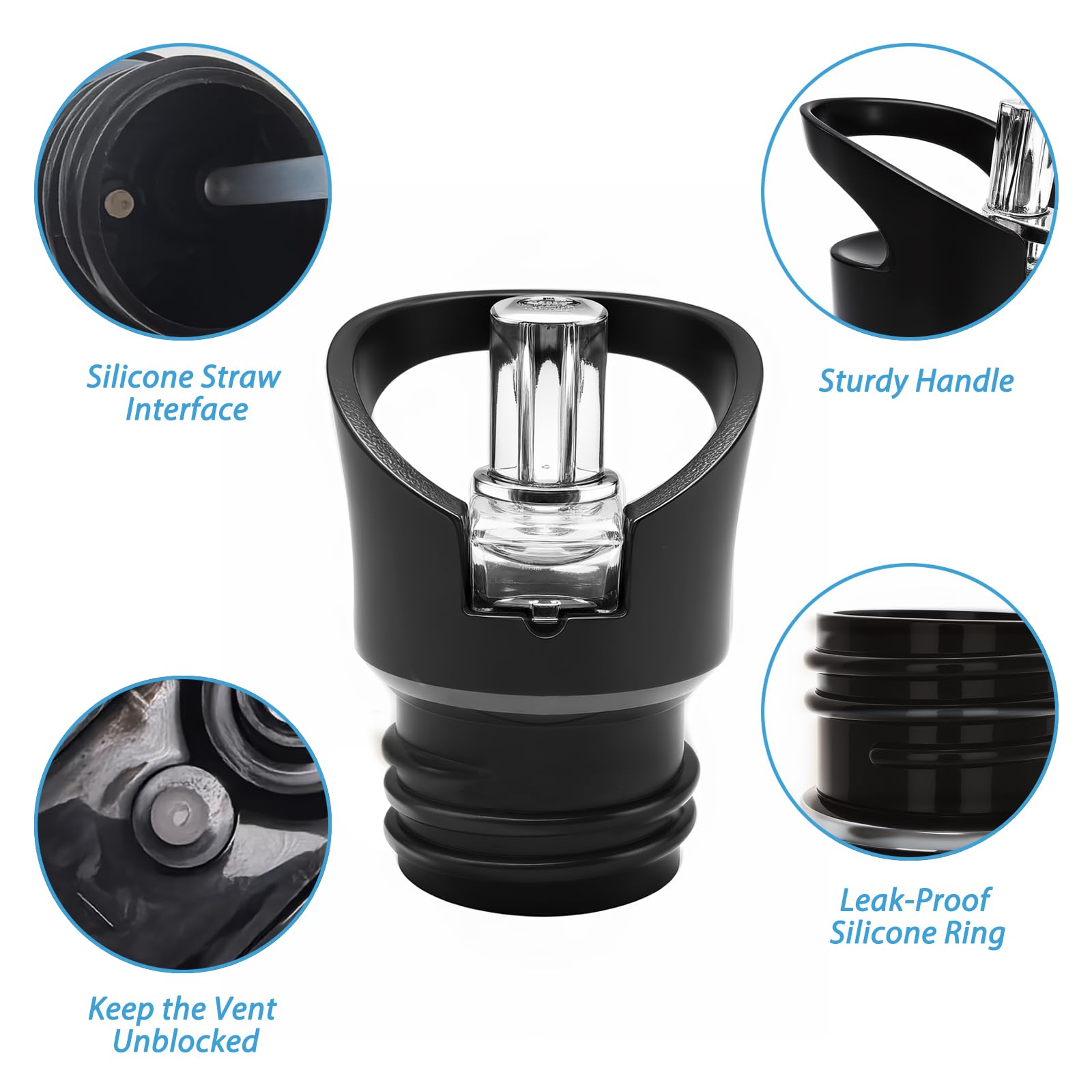 3 Tappi Borracce Con Cannuccia - Ricambi Per Hydro Flask E Borracce Standard 4,8cm - Foto 5