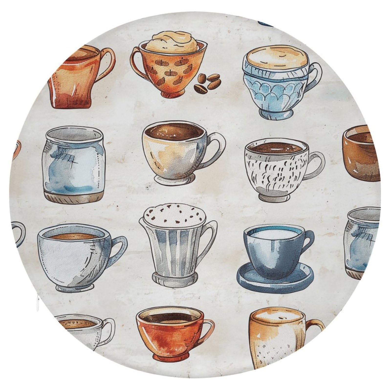 Housses de siège de chaise rondes lavables avec housse de coussin amovible pour cuisine