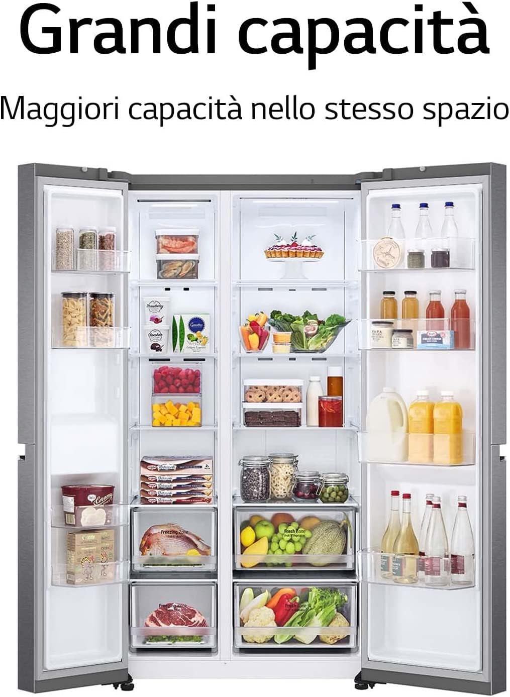 LG GSBV70PZTE Frigorifero Americano Side by Side Total No Frost con Congelatore, 655 L, Door Cooling, Linear Cooling, Multy Air Flow, Compressore Lineare Inverter - Frigo con Freezer LG GSBV70PZTE Frigorifero Americano Side by Side Total No Frost con Congelatore, 655 L, Door Cooling, Linear Cooling, Multy Air Flow, Compressore Lineare Inverter - Frigo con Freezer
