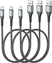 SUNGUY USB C Cable, 3 Pack 0.5 m USB to USB C Cable for Samsung Galaxy S20, Note 10 Google Pixel 7 Pro, Huawei P30, iPhone 16/15 Pro Max Grey