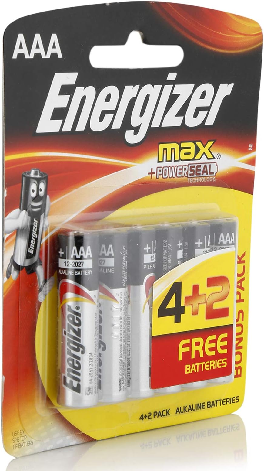 AAA battery 4 +2 pack - 1 card of 6 batteries E92 BP-6