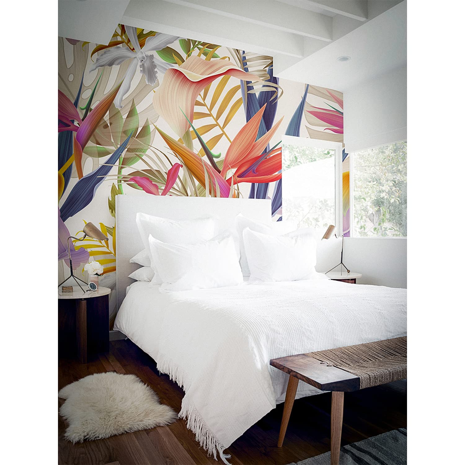 Papier peint feuilles tropicales 312x219cm pour decoration de salon