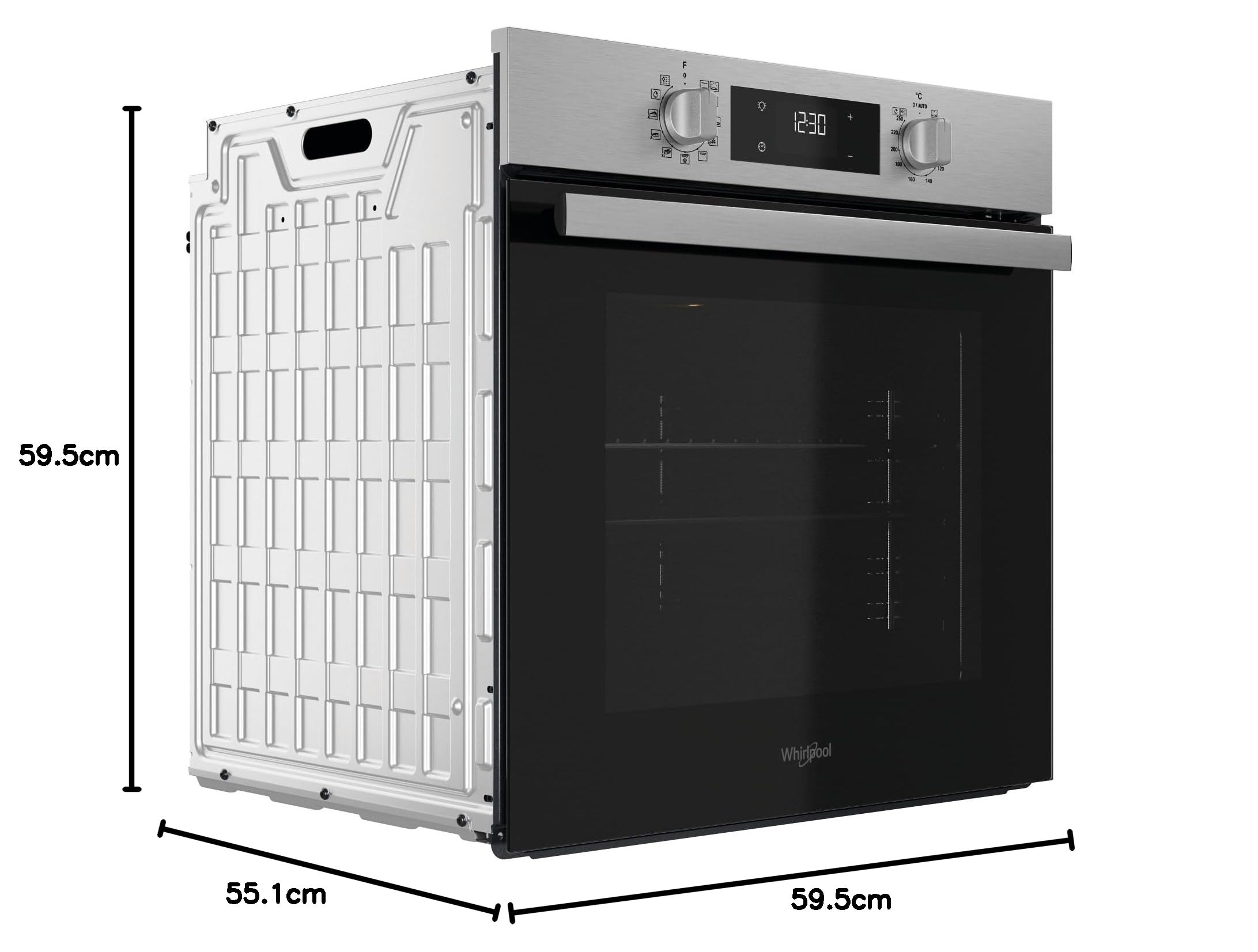 Whirlpool OMR58RR0X - Forno Multifunzione Da Incasso, Elettrico, Ventilato, Pirolitico, Capacità 71L, Acciaio Inox, Classe A+. Cook 3, Cool Door, Easy Clean. 59,5 x 59,5 x 55,1cm