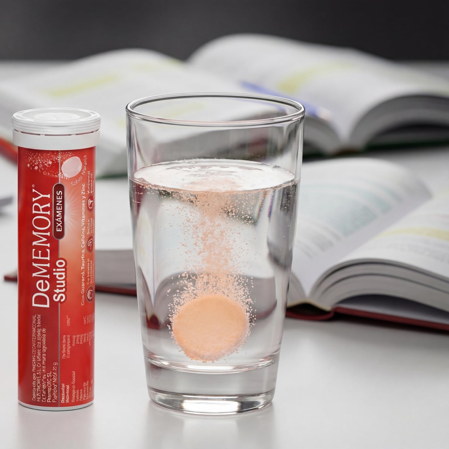 DeMemory Studio Exámenes 30 Comprimidos Efervescentes – Pack de 2 Unidades - Energía, Concentración y Agilidad Mental- con Guaraná, Cafeína, Taurina, Vitaminas y Zinc