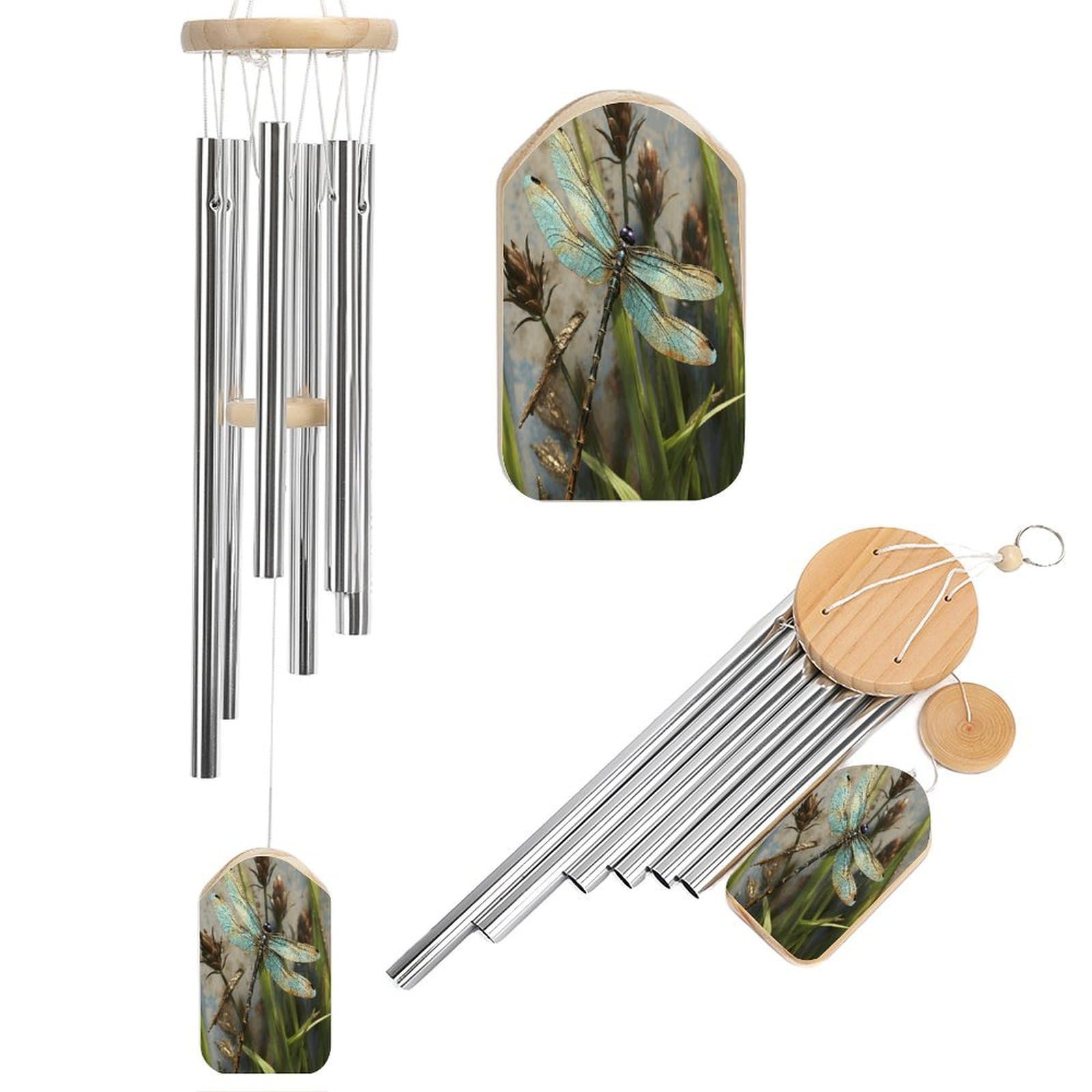 Btcowzrv Style Dancing Dragonfly Wind Chimes For Outside, Hanging Windchimes With 6 Aluminum Tubes, Memorial Wind Chime For Patio Backyard Garden And Outdoor Decor