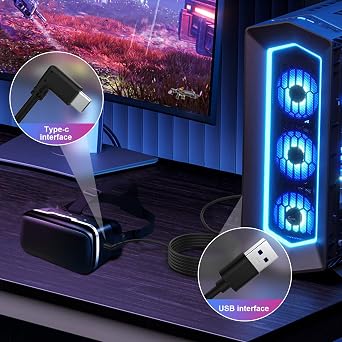 VR Link Cable Compatible with Oculus/Meta Quest 2/3/Pro Accessories and PC/Steam VR, High Speed Data Transfer & Fast Charing, for VR Headset and Gaming PC, 10ft
