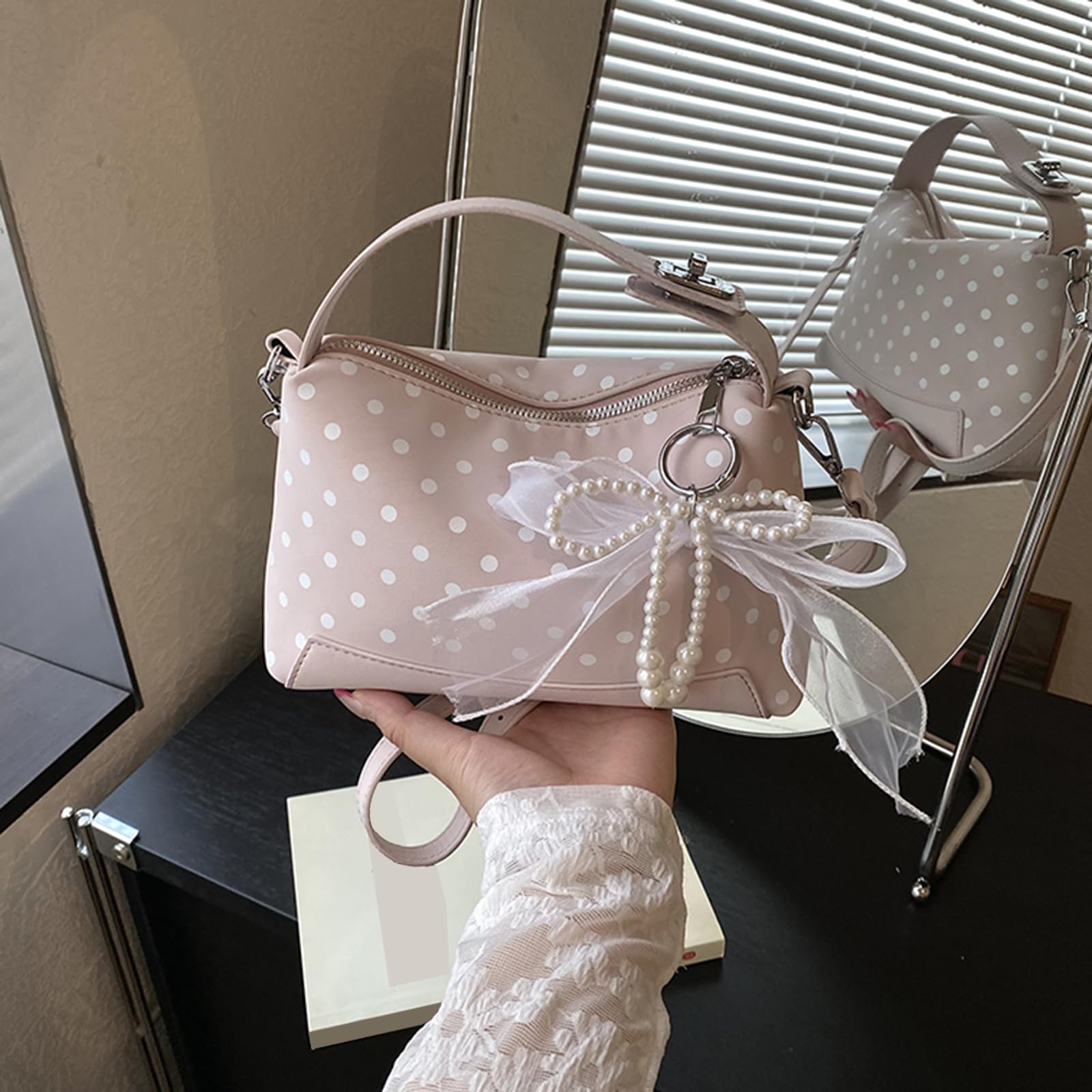 Damska torba na ramię z PU w ​​kropki Torby pod pachami o dużej | Torba na ramię Pufei 22*14*7cm Zawieszka z tkaniny PU w ​​zestawie wszechstronna torba hobo pod pachami wzór w kropki na