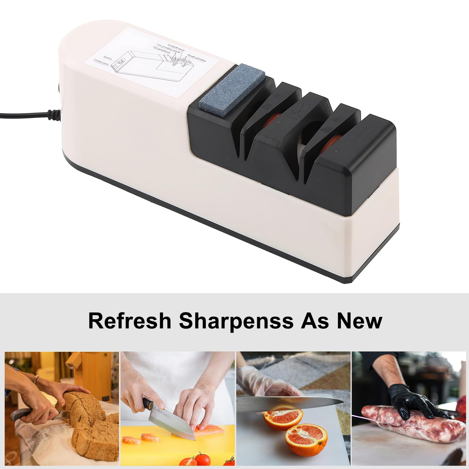 Aiguiseur de couteaux électrique 2 étapes Aiguiseur de couteaux électrique Aiguiseur de couteaux ergonomique Diamant professionnel pour un aiguisage fin et céramique spéciale pour un aiguisage précis