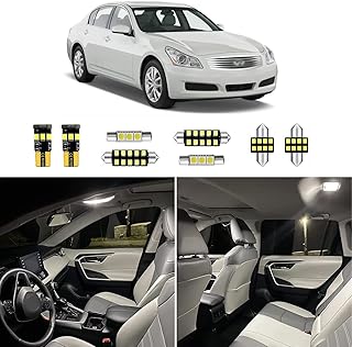 12pcs G35 G37 Sedan Interior LED Lights Replacement for 2007 2008 2009 2010 2011 2012 2013 2014 Infiniti G35 G37 Sedan 6000K Super Bright White interior LED bulbs package + Installation Tool
